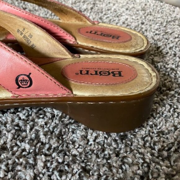 BORN Flip Flips SANDALS * PINK Coral 100% LEATHER UPPERS & padded insole~ 8 / 39 - Picture 7 of 12